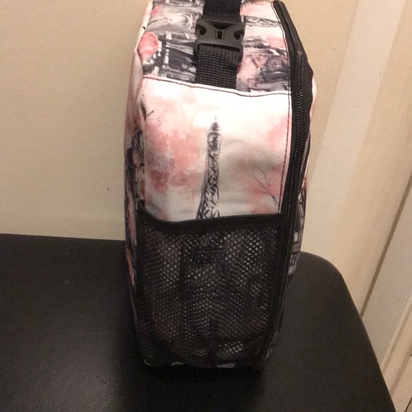 Stylish Pink and Black Eiffel Tower Women Lunch Bag - Picture 2 of 8